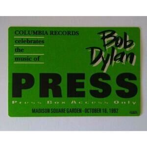Bob Dylan Backstage Pass Original 1992 Madison Square Garden New York Tom Petty